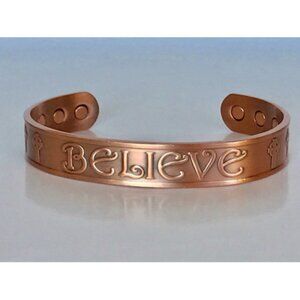 "Believe" Solid Handmade Copper Cuff Bracelets